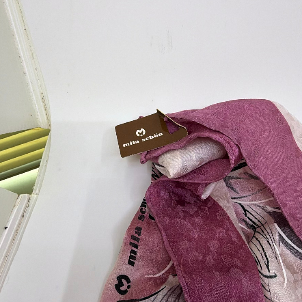 Mila Schön Cream Floral Print Silk Scarf - Picture 6 of 7